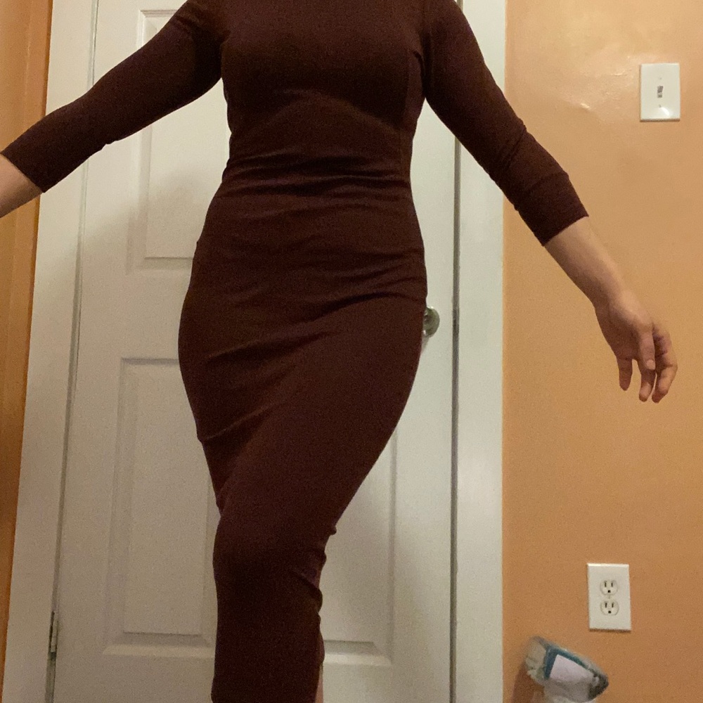 Zara long-midi dress elastic 3:4 sleeves